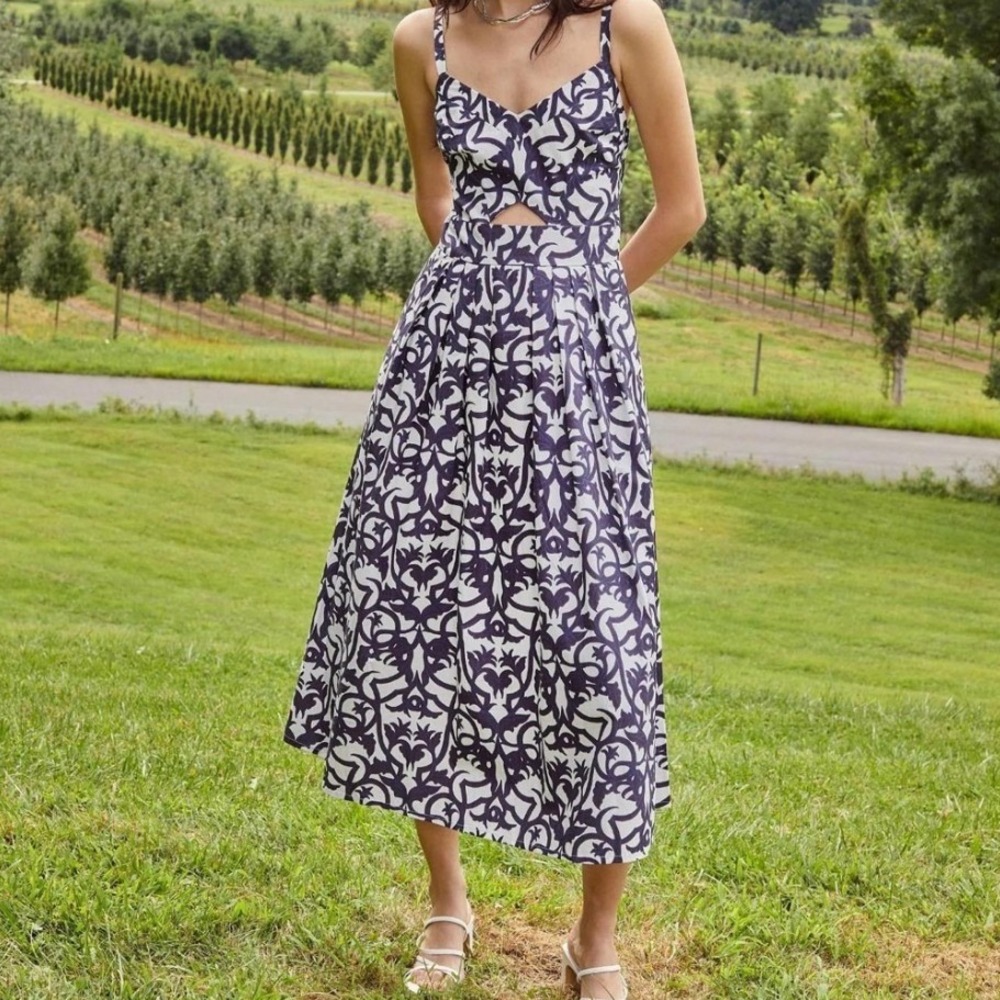 Allison New York Womens Natalie Midi Dress Damask Print Size 0